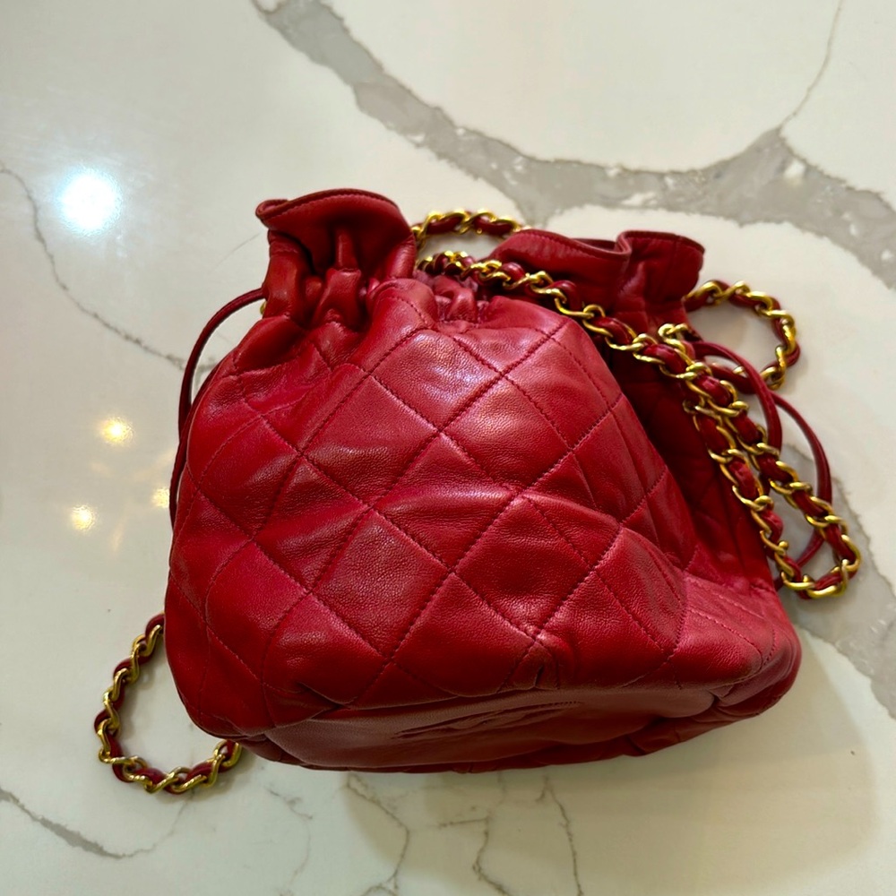 Chanel Red - Bucket Leather Handbag